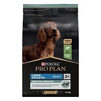 Сухой корм PRO PLAN для собак крупных атлетичных пород при чувствительном пищеварении, с ягненком, 3 кг