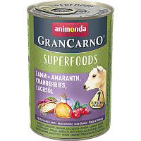 конс. Animonda GranCarno Superfoods Adult 400г Ягненок+Амарант, Клюква, Лососевое Масло для Собак