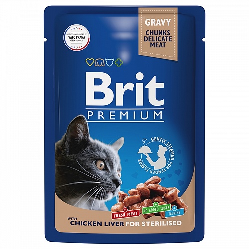 пауч Brit Premium для Стерилизованных Кошек Куриная Печень в соусе 85г