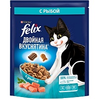 Сухой корм Felix Двойная Вкуснятина для взрослых кошек, с рыбой, 200г