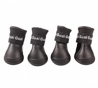 Ботинки Nunbell силиконовые на липучке черные, L 5,7х4,7 (4шт.) для Собак