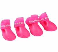 Ботинки Nunbell силиконовые на липучке розовые, L 5,7х4,7 (4шт.) для Собак