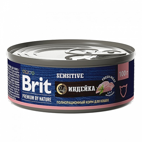 конс. Brit Premium by Nature 100г с Индейкой для Кошек с чувствительным пищеварением