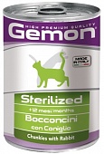 консерва Gemon Cat Sterilised для Стерилизованных Кошек Кусочки Кролика 415г
