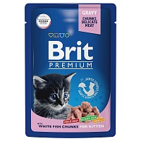 пауч Brit Premium для Котят Белая Рыба в соусе 85г