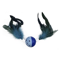Игрушка Nunbell для кошек Мяч-погремушка большой с перьями с двух сторон