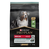 Сухой корм PRO PLAN для собак средних пород при чувствительном пищеварении, с ягненком, 3 кг