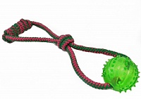 Веревка TopPet 36см с ручкой и TPR мячом