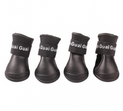 Ботинки Nunbell силиконовые на липучке черные, M 5х4 (4шт.) для Собак