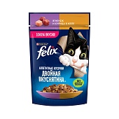Влажный корм Felix Двойная вкуснятина для кошек, с ягненоком и курицей в желе, 75 г 