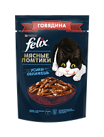 Felix Мясные Ломтики, Корм консервированный полнорационный для взрослых кошек, с говядиной, 75 г