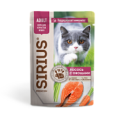 пауч SIRIUS для Кошек кусочки в соусе Лосось с Овощами 85г