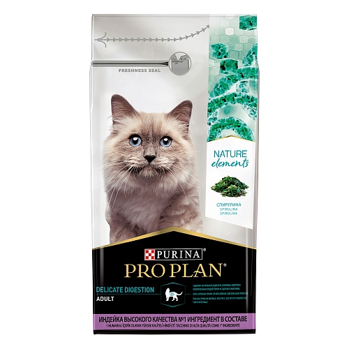 Сухой корм для кошек Pro Plan Nature Elements при чувствительном пищеварении с индейкой 1.4 кг