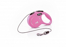 Рулетка Flexi New Classic XS трос 3м 8кг Розовая