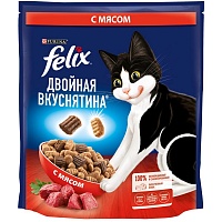 Сухой корм Felix Двойная Вкуснятина для взрослых кошек, с мясом, 600 г