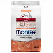 Monge Dog Speciality Mini для Собак мелких пород с Лососем и Рисом 800г