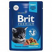 пауч Brit Premium для Котят Цыпленок в соусе 85г