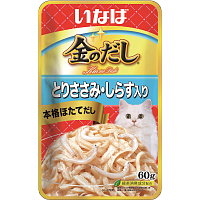 пауч Inaba Ciao Kinnodashi 60г в желе Куриное филе с Мальками Ширасу для Кошек