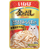 пауч Inaba Ciao Kinnodashi 60г в желе Куриное филе с Мальками Ширасу для Кошек