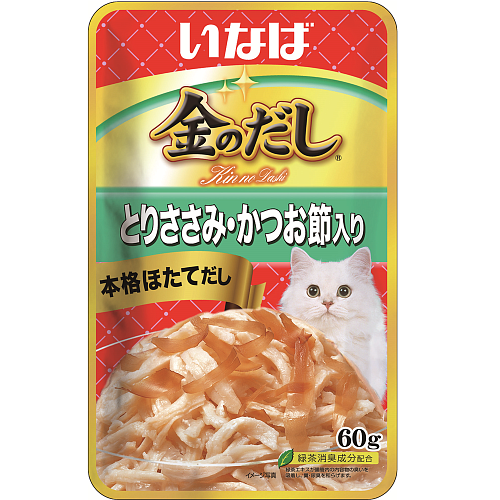 пауч Inaba Ciao Kinnodashi 60г в желе Куриное филе с Кацуобуси для Кошек